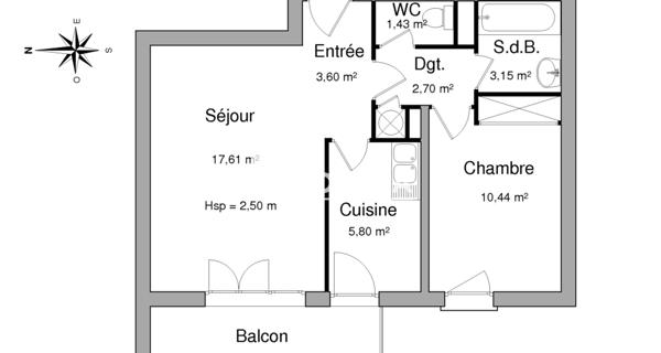 Location Appartement 2 pièces 44.73 m² - Montfavet 84140