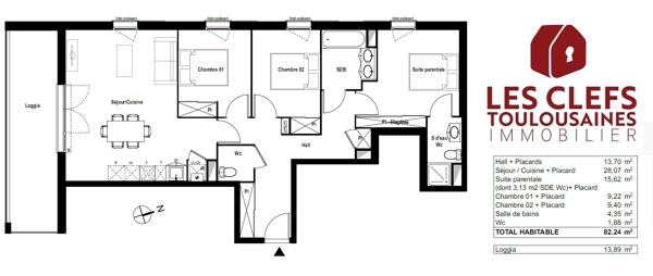 Appartement L Union 4 pièces 82m2 + 14m² de LOGGIA / L'UNION !!!