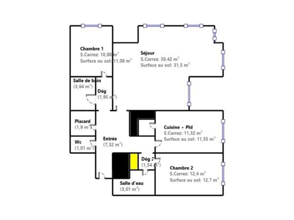 Appartement rénové, étage élevé, vue Seine - Paris 15