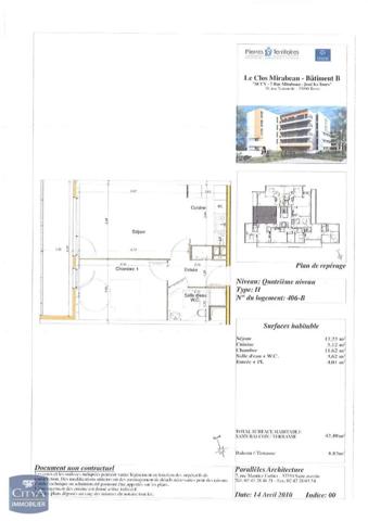 Appartement à louer 2 pièces 42.1m²