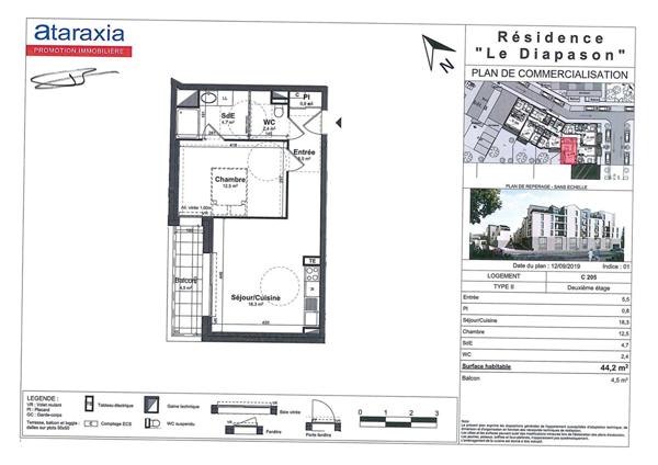 Appartement Tours 2 pièce(s) 44.20 m2