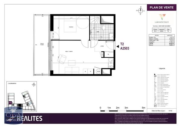 Appartement à louer 2 pièces 44.04m²