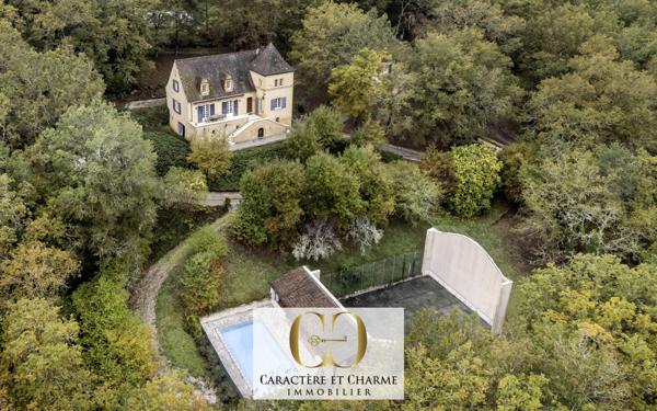 Cénac-et-Saint-Julien (24250) Propriété contemporaine en pierre avec gîtes et piscine.