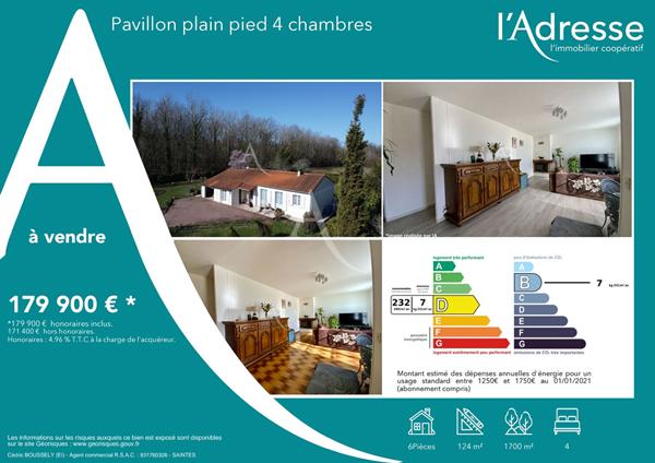 Pavillon plain-pied 4 chambres