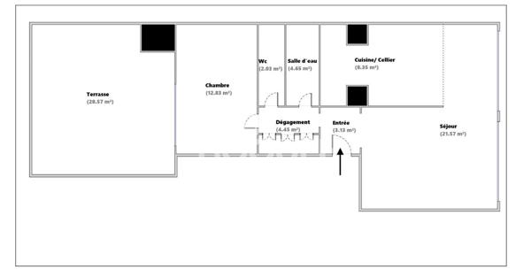 Superbe 2 pièces avec grande terrasse