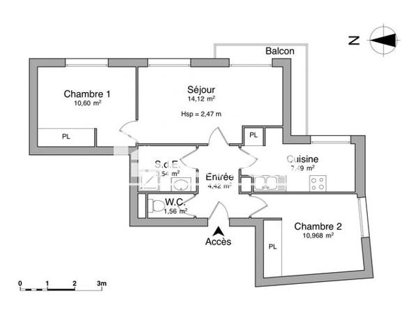 Location Appartement 3 pièces 52.7 m² - BATIMENT A Mont De Marsan 40000