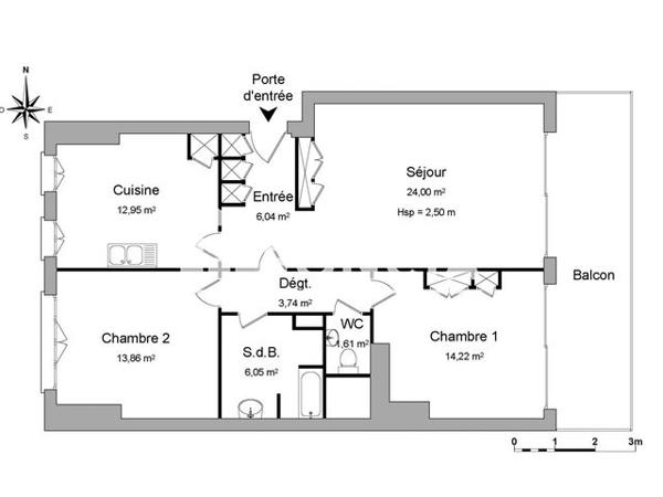 Location Appartement 3 pièces 85.16 m² - L'ESPLANADE Lyon 69004