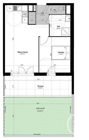 Appartement F2 à vendre  2 pièces - 40 m2 ST LAURENT DU VAR - 06