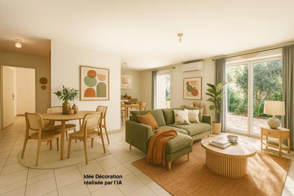 Appartement 3 pièces avec terrasse, jardin et deux places de parking