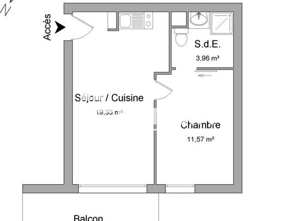 Location Appartement 2 pièces 34.86 m² - 41 RUE DU CLOS FOUR RESIDENCE LE NOUVEAU MONDE BAT Clermont Ferrand 63100