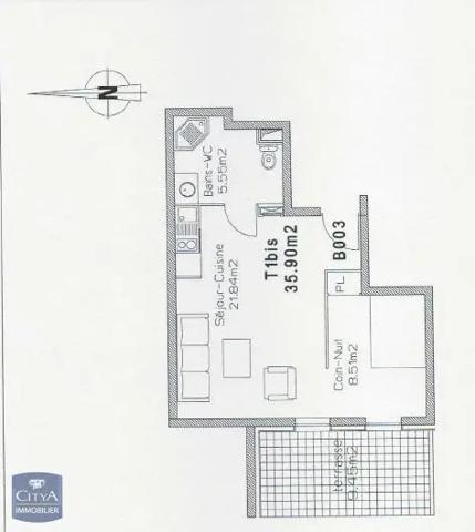 Appartement à louer 1 pièce 35.9m² Grenoble (38000)