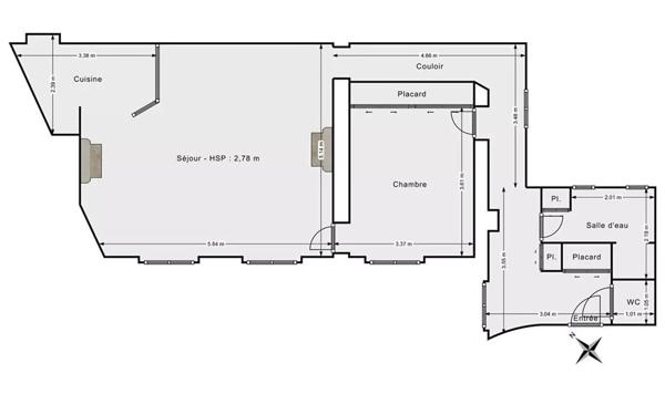 Appartement à vendre    2 pièces • 62,73 m2 Paris 14