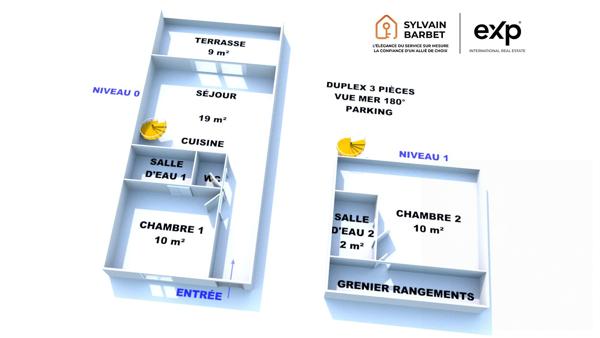 83320 CARQUEIRANNE - DUPLEX 3 PIECES AVEC TERRASSE VUE MER PANORAMIQUE CAVE LOCAL VELOS PARKINGS PRIVÉS EN SUS - QUARTIER GRANDE BASTIDE - BUS CA01