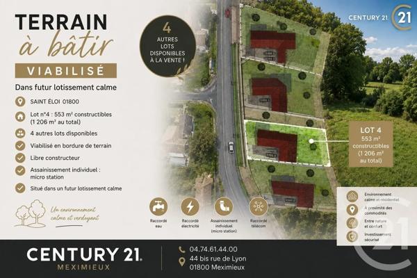 Terrain à vendre  1060 m 2   MONTLUEL  - 01
