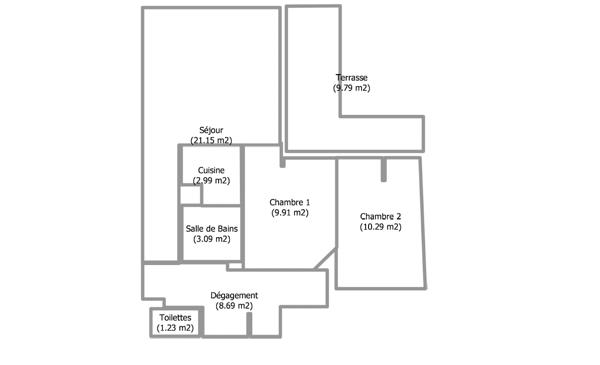 Appartement Chassieu 3 pièce(s) 57.35 m2