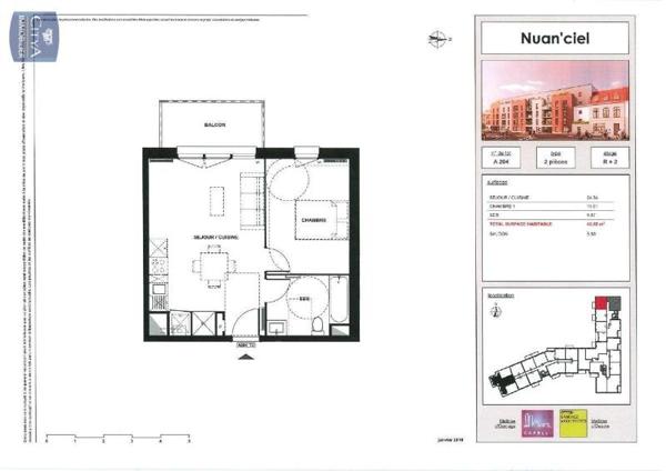 Appartement à louer 2 pièces 42.02m² Armentières (59280)
