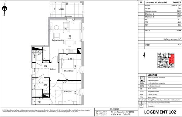 A vendre T3 avec loggia- Quartier La Fayette - Condorcet à ANGERS