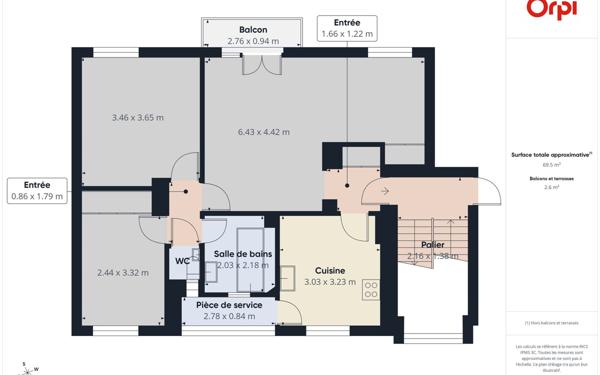 Appartement à louer    3 pièces • 66,08 m2 Illkirch-Graffenstaden