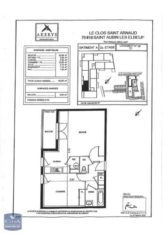 Appartement à louer 2 pièces 48.05m² Caudebec-lès-Elbeuf (76320)