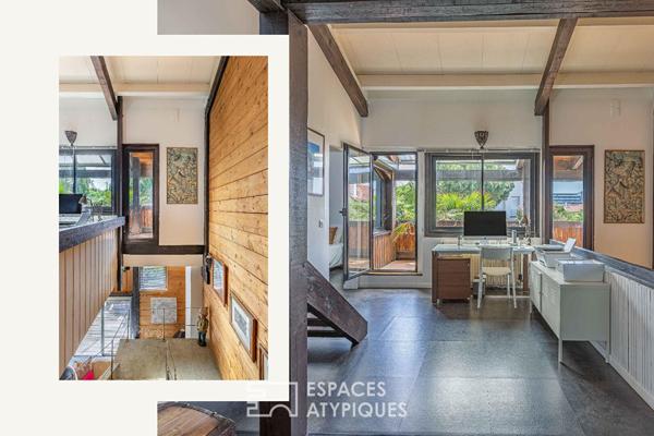 Maison d’architecte à ossature bois avec extérieur et garage