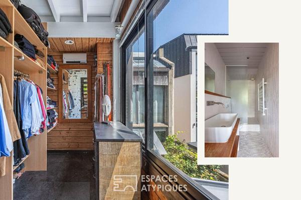 Maison d’architecte à ossature bois avec extérieur et garage