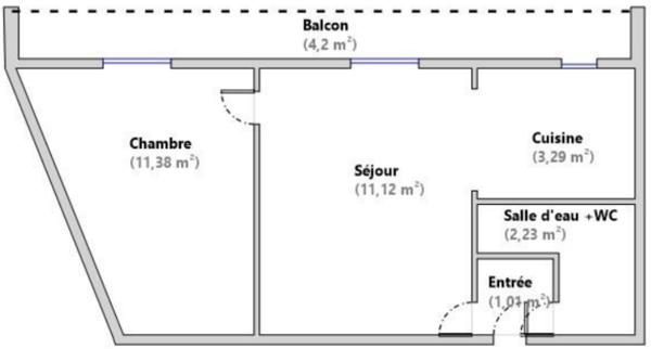 Appartement 2 pièces - 29 m²