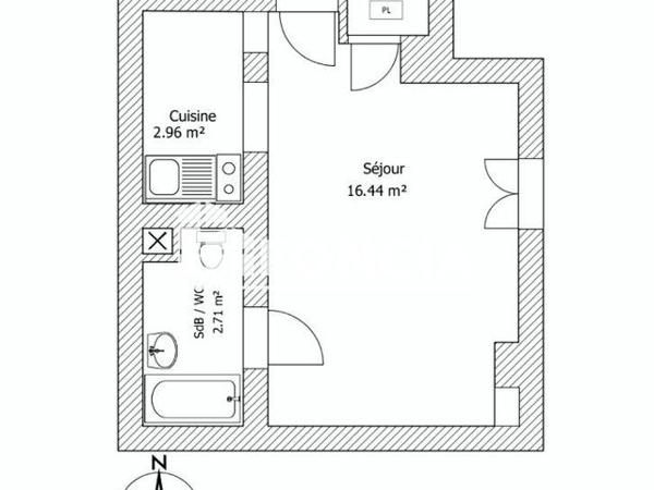 Location Studio meublé 22.11 m² - 86 COURS DE LA SOMME Bordeaux 33000