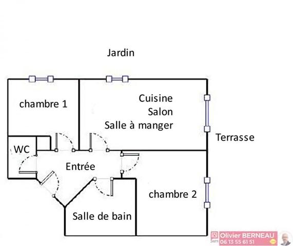 Appartement Ustaritz 3 pièce(s) 56 m2 avec jardin privatif