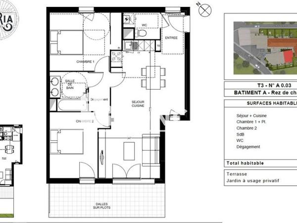 Location Appartement 3 pièces 63.6 m² - 10 RUE AUGUSTE RENOIR Toulouse 31200