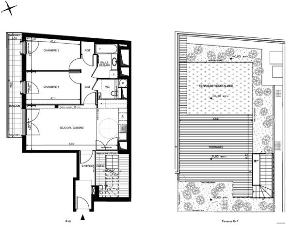Paris 18e - Jules Joffrin - 3 pièces - 64.5 m² + 68 m² de terrasse et balcon en duplex