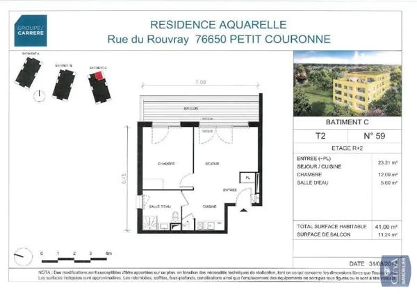 Appartement à louer 2 pièces 41m² Petit-Couronne (76650)