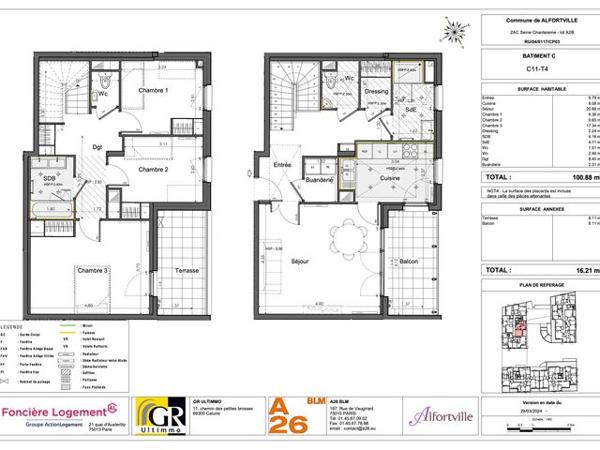 Location Appartement 4 pièces 100.9 m² - BATIMENT C Alfortville 94140