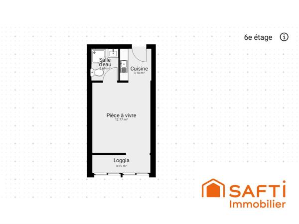 Studio + Loggia aménagée 21m2