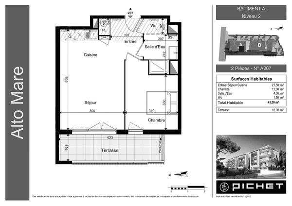 A 900 mètres de la plage de BONPORTEAU, appartement de type 2 pièces de 45 m² avec terrasse et stationnement couvert et privatif