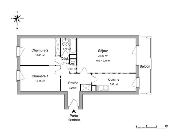 Location Appartement 3 pièces 61.61 m² - 2 & 4 RUE JEAN LAILLET Chartres 28000