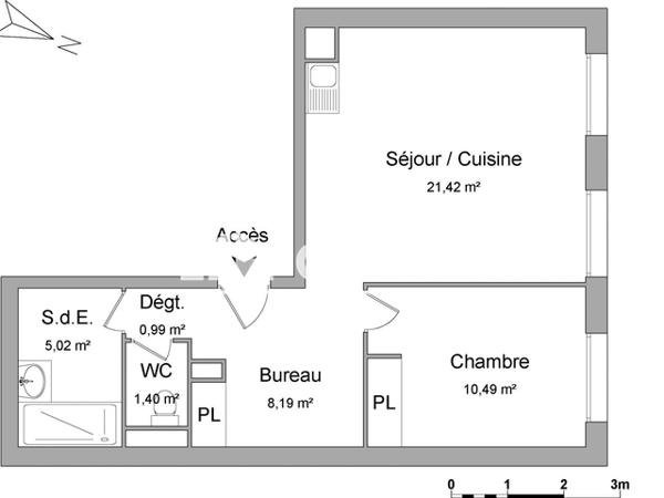 Location Appartement 2 pièces 47.51 m² - 13 RUE DE LA CRAFFE Nancy 54000