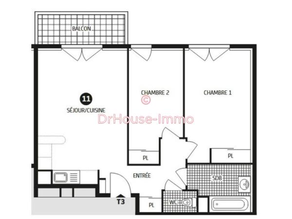 Appartement à vendre 3 pièces de 57 m²