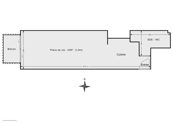 Appartement F1 à vendre  1 pièce - 30,50 m2 PARIS - 75011