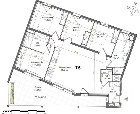 Appartement F5 à vendre  5 pièces - 93,01 m2 MONTPELLIER - 34