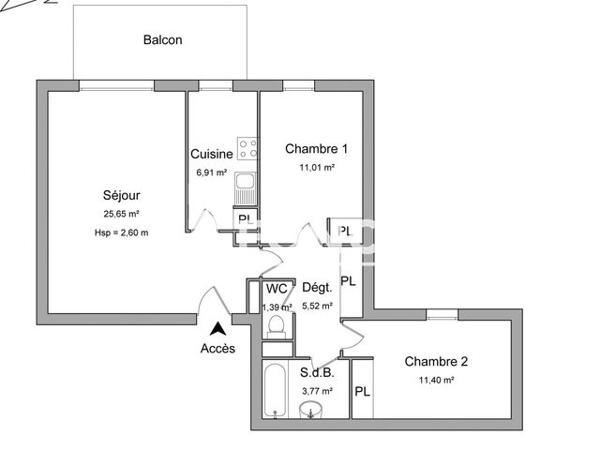 Location Appartement 3 pièces 65.65 m² - L'OREE DES REMPARTS - 1171 ROUTE DE L'AERODROME Montfavet 84140