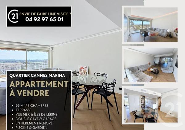 Appartement F4 à vendre  4 pièces - 99,62 m 2   MANDELIEU LA NAPOULE  - 06