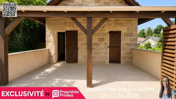 BRIVE : Grange en pierre, rénovée en Maison T4 d'env. 110m² - 3 chambres + Bureau - combles aménageables - GARAGE et Atelier - Terrain d'env. 2500m² et Terrasse couverte
