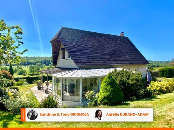Maison à vendre à ORBEC (14), 4 chambres, Véranda, grand séjour, double garage, jardin arboré, vue dégagée