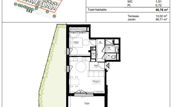 Appartement à vendre    2 pièces • 46,76 m2 Idron