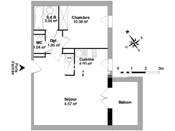 Location Appartement 2 pièces 44.53 m² - 101 AVE GASTON MONERVILLE Pradines 46090