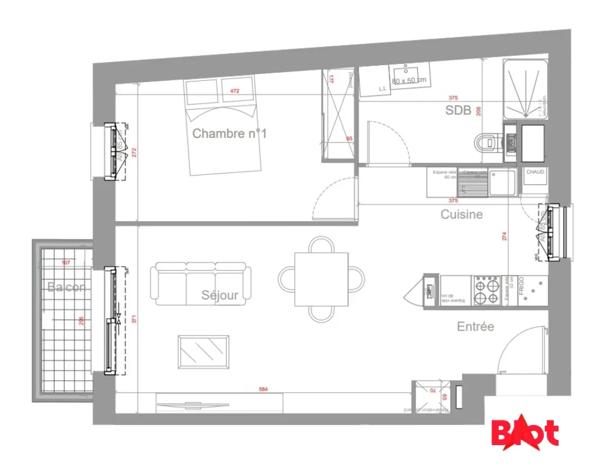 Appartement 2 pièce(s)