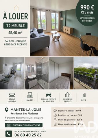 Location appartement 2 pièces 45,4 m² Mantes-la-Jolie