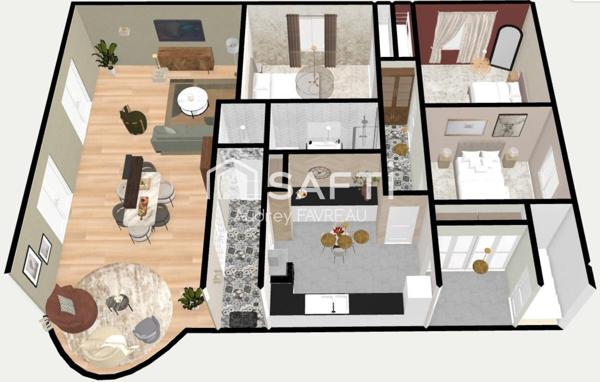 Maison de ville, 162m2, 3 chambres, S-sol, jardin