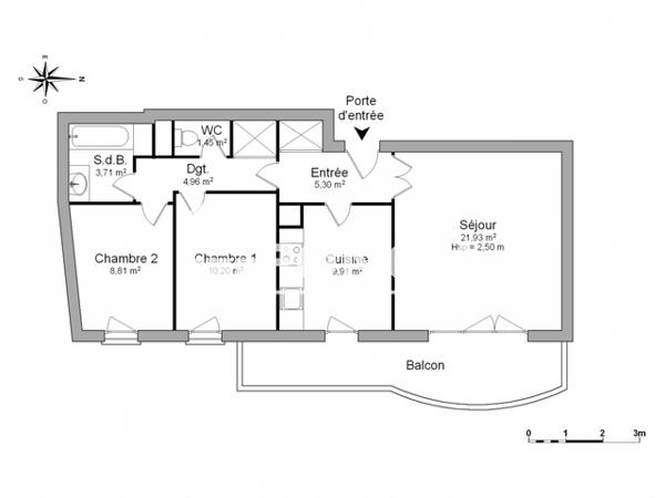 Location Appartement 3 pièces 66.27 m² - 4 AVENUE PASTEUR Angers 49100