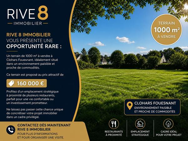 2 Terrains de 1000 m² à Clohars Fouesnant , Clohars fouesnant
